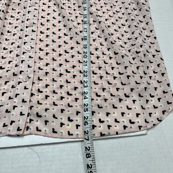 Talbots Blouse Womens 2XP Pink Floral Button Down Ruffle Trim Cottagecore Office - Picture 5 of 6